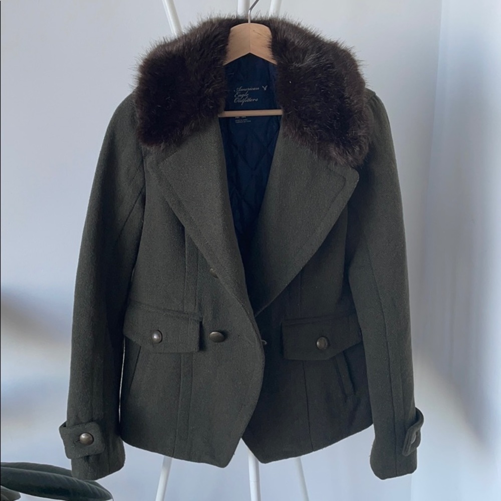 Military Coat Jacket w/ faux fur